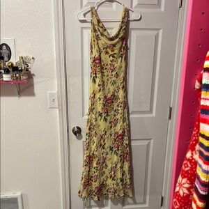 Beaded silk 00’s cowl midi maxi dress